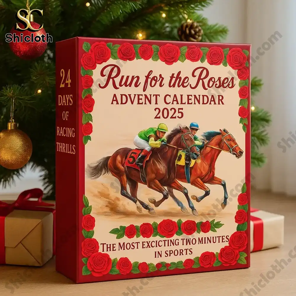 Run for the Roses Advent Calendar 2025 box under Christmas tree!
