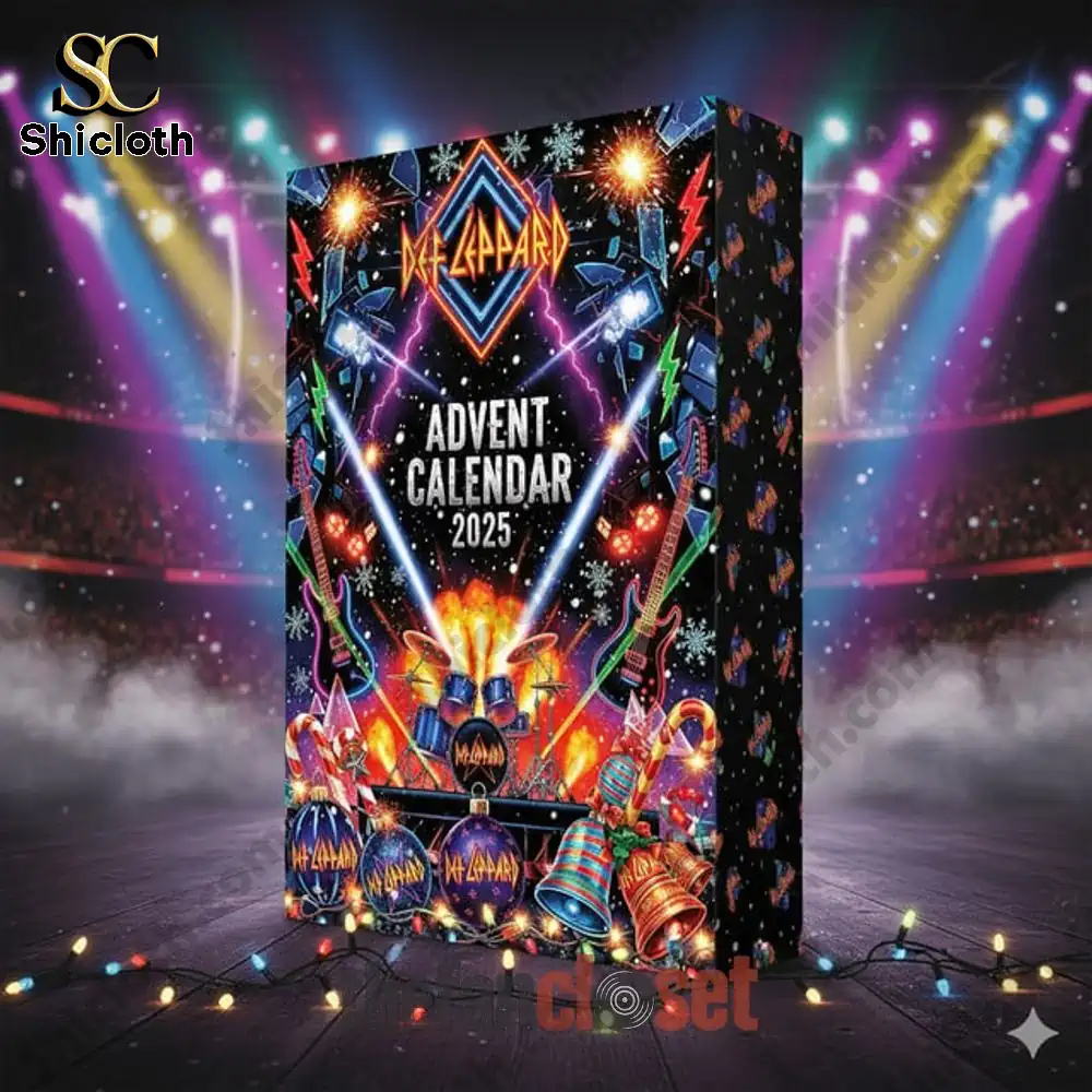 Def Leppard Advent Calendar 2025 box with colorful concert lights!