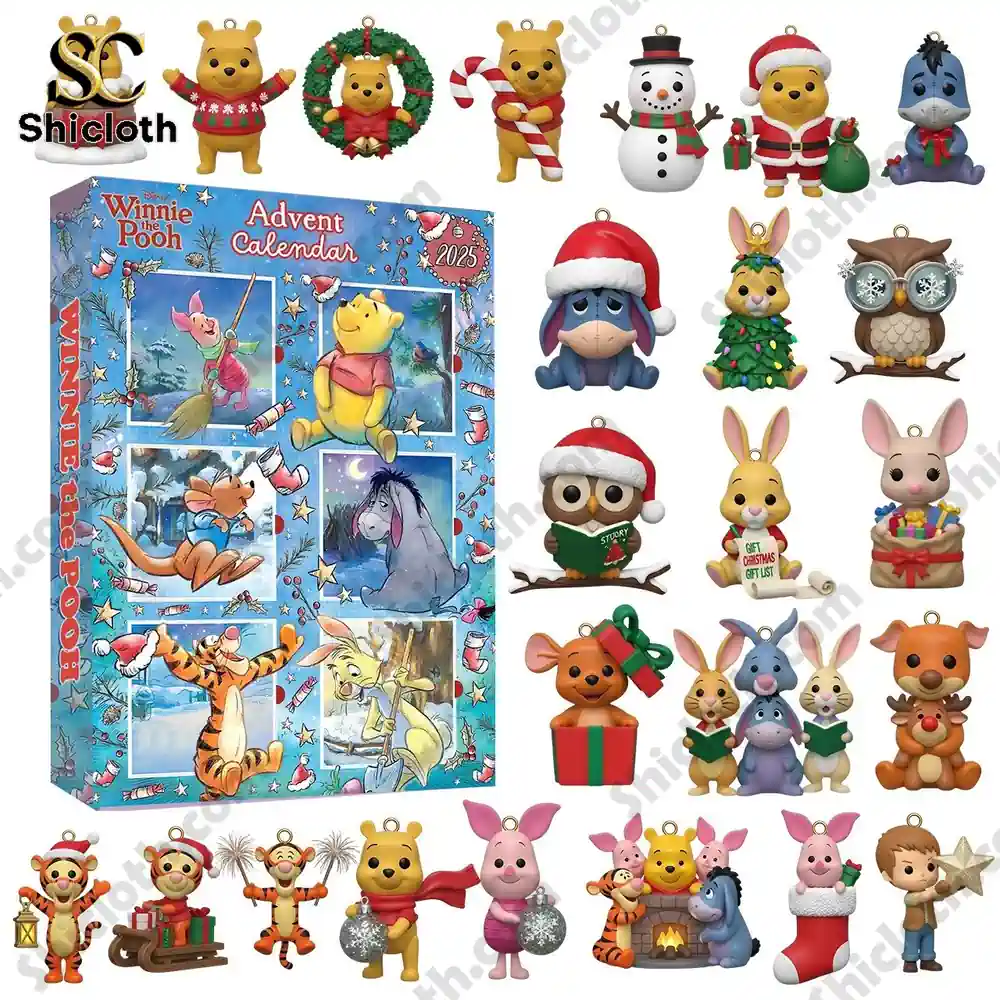 Disney Winnie the Pooh Advent Calendar 2025 box with mini collectible ornaments.