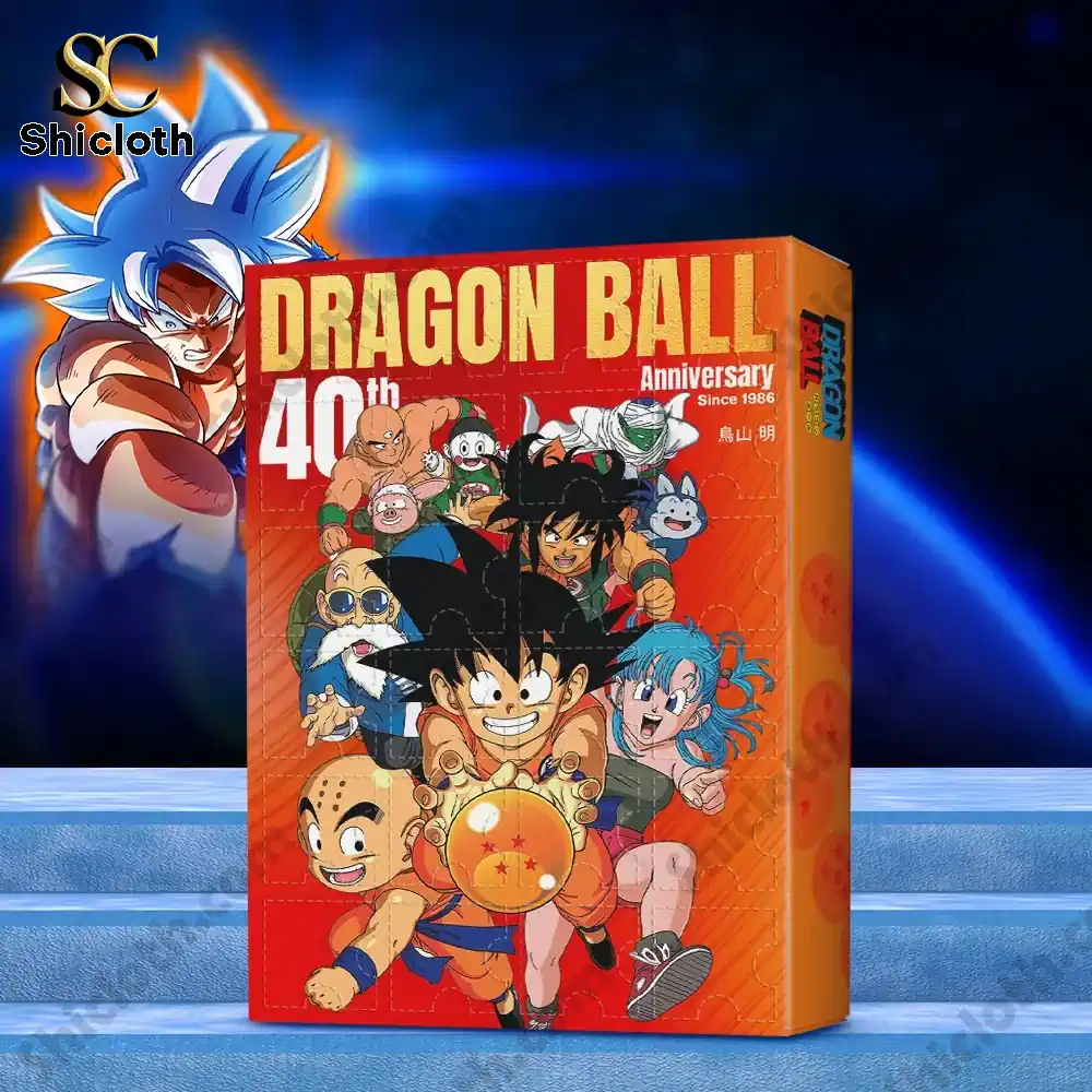 Dragon Ball 40th Anniversary Advent Calendar box with colorful character artwork.