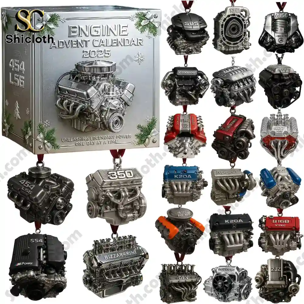 Engine Advent Calendar 2025 with collectible mini engine models displayed outside the box.
