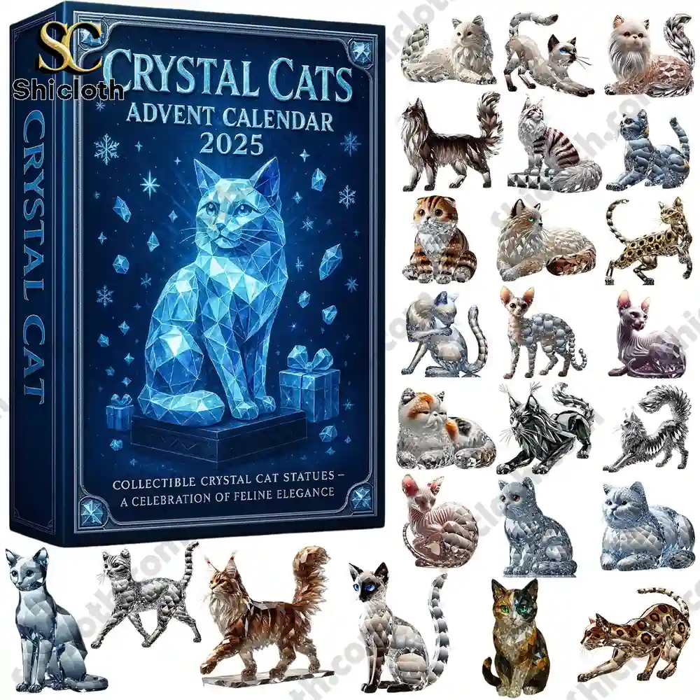 Crystal Cats Advent Calendar 2025 box with collectible crystal cat statues.