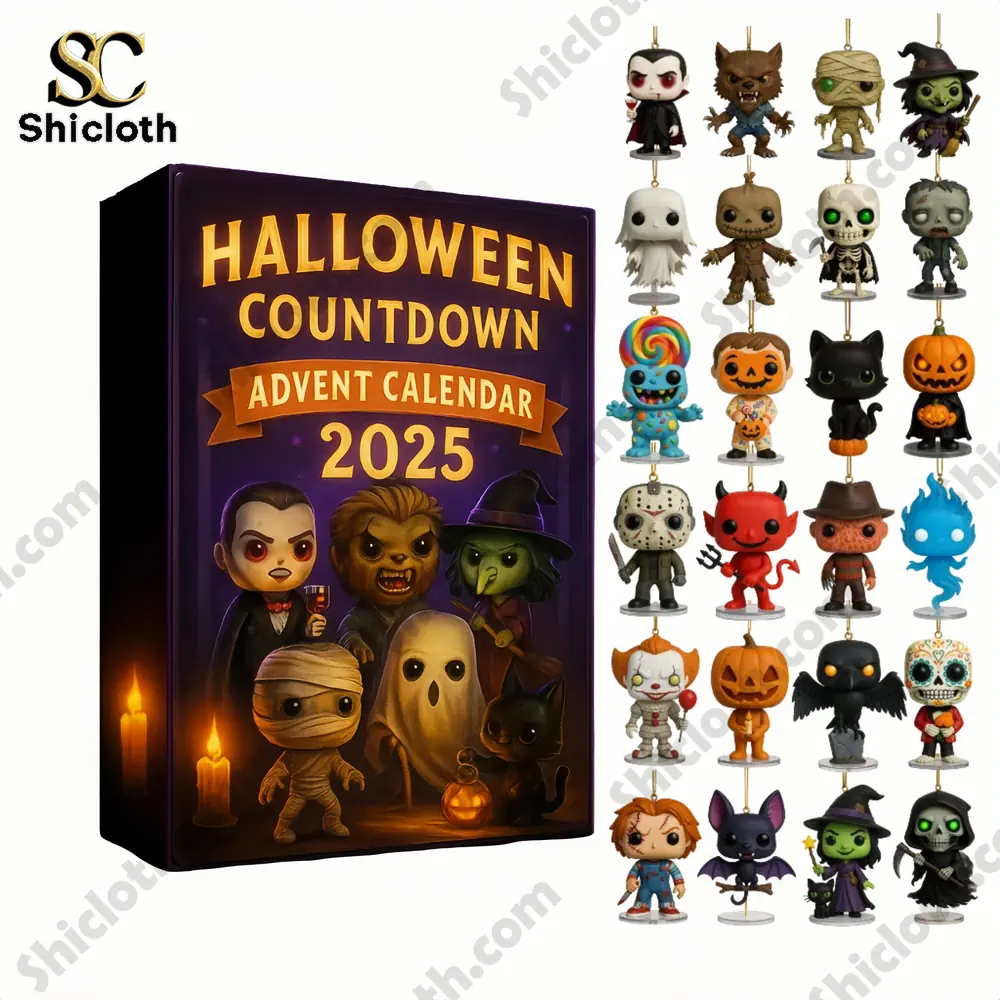 Halloween Countdown Advent Calendar 2025 box with a collection of spooky character figures.
