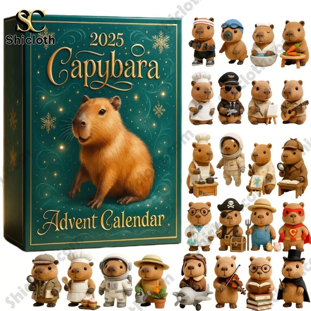Capybara Advent Calendar 2025 box with capybara figurines in costumes.