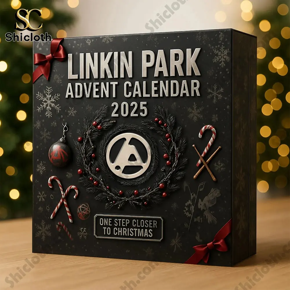 Linkin Park Advent Calendar 2025 box with holiday design and band logo.