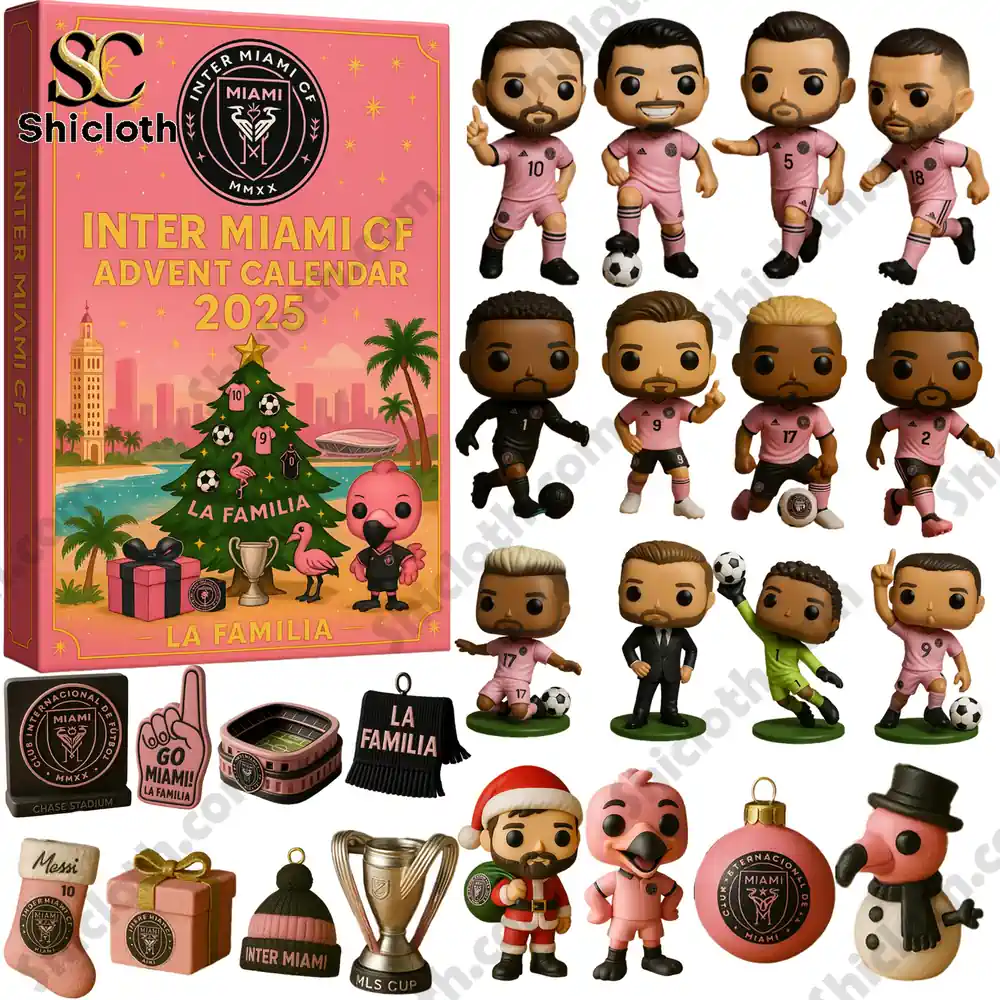 Inter Miami CF Advent Calendar 2025 with figurines of players and themed accessories.