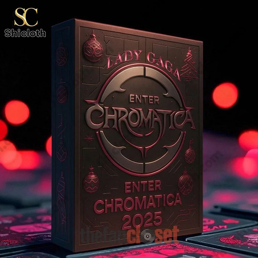 Lady Gaga advent calendar 2025 box with embossed Chromatica design.