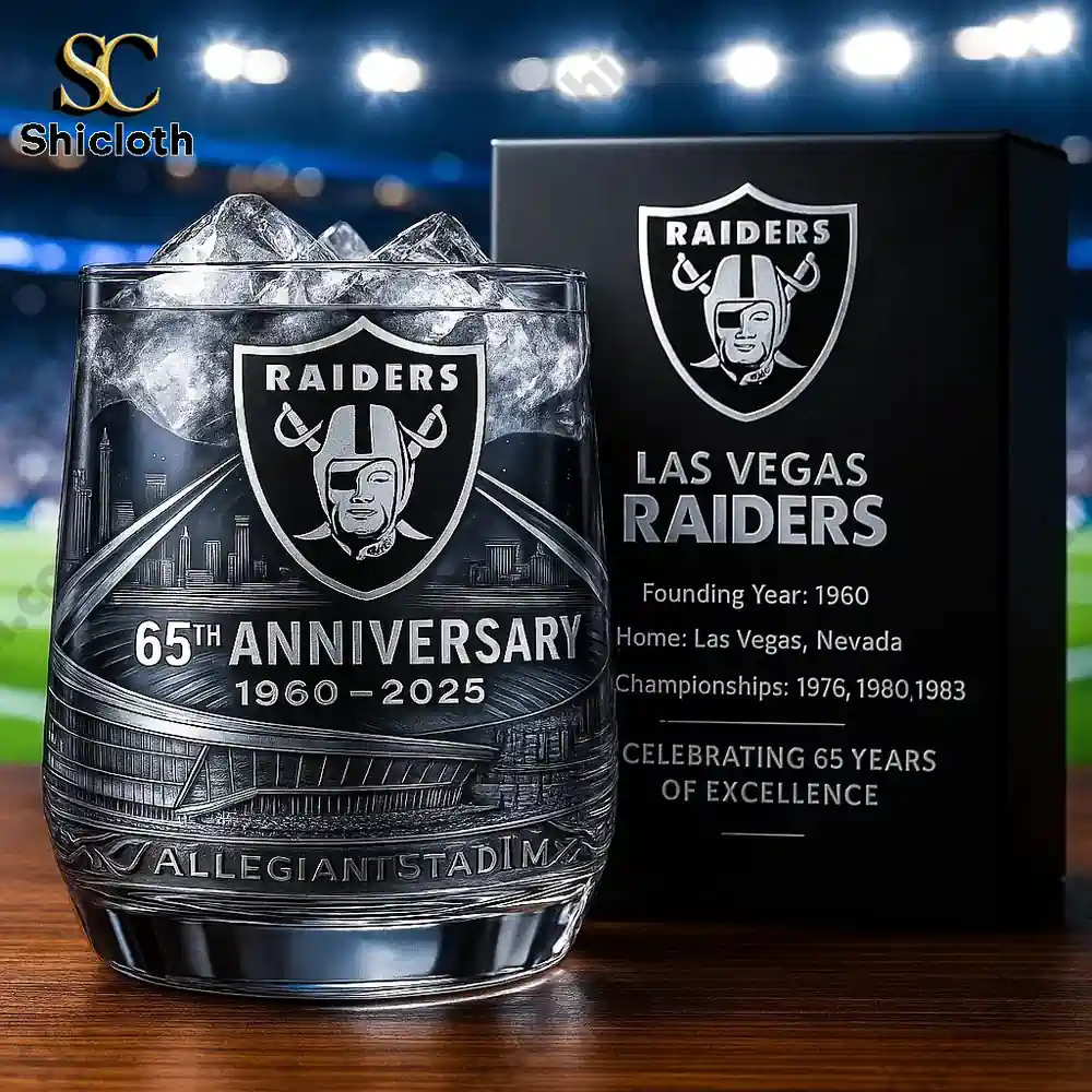 Las Vegas Raiders 65th Anniversary Whiskey Glass