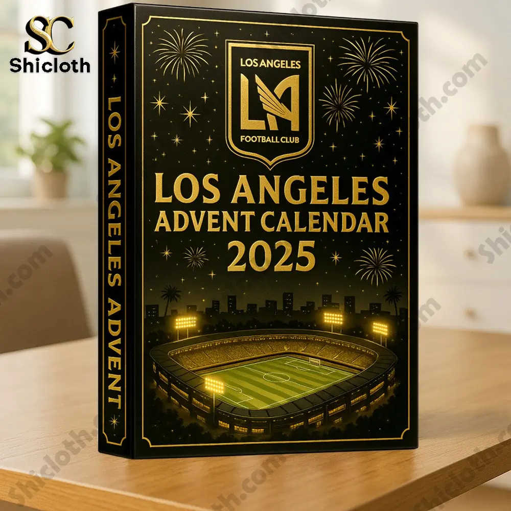 Los Angeles FC Advent Calendar 2025 box with stadium design and fireworks.