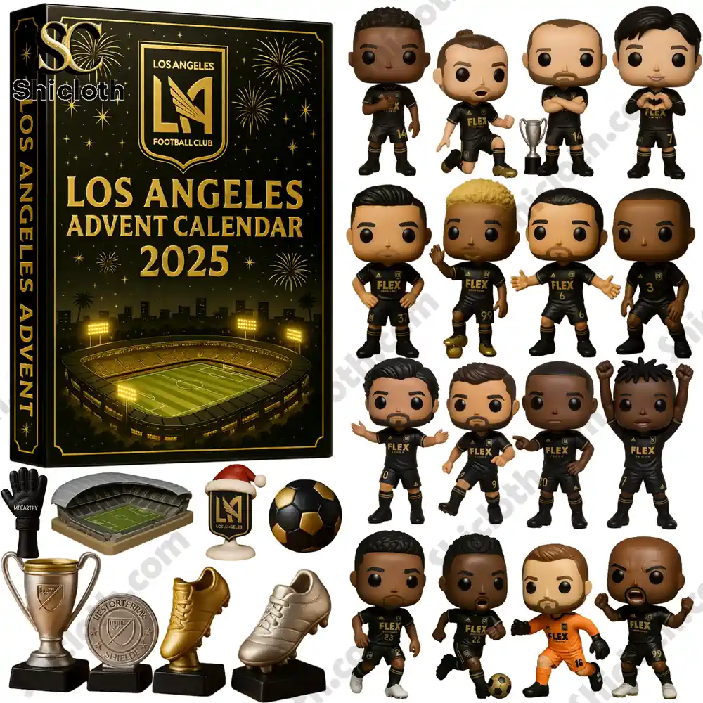 Los Angeles FC Advent Calendar 2025 with player mini figures and football accessories.