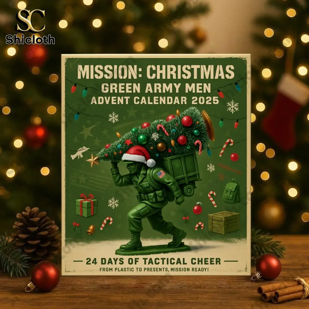 A 2025 Mission: Christmas Green Army Men Advent Calendar featuring toy soldier figurines in festive holiday themes.
