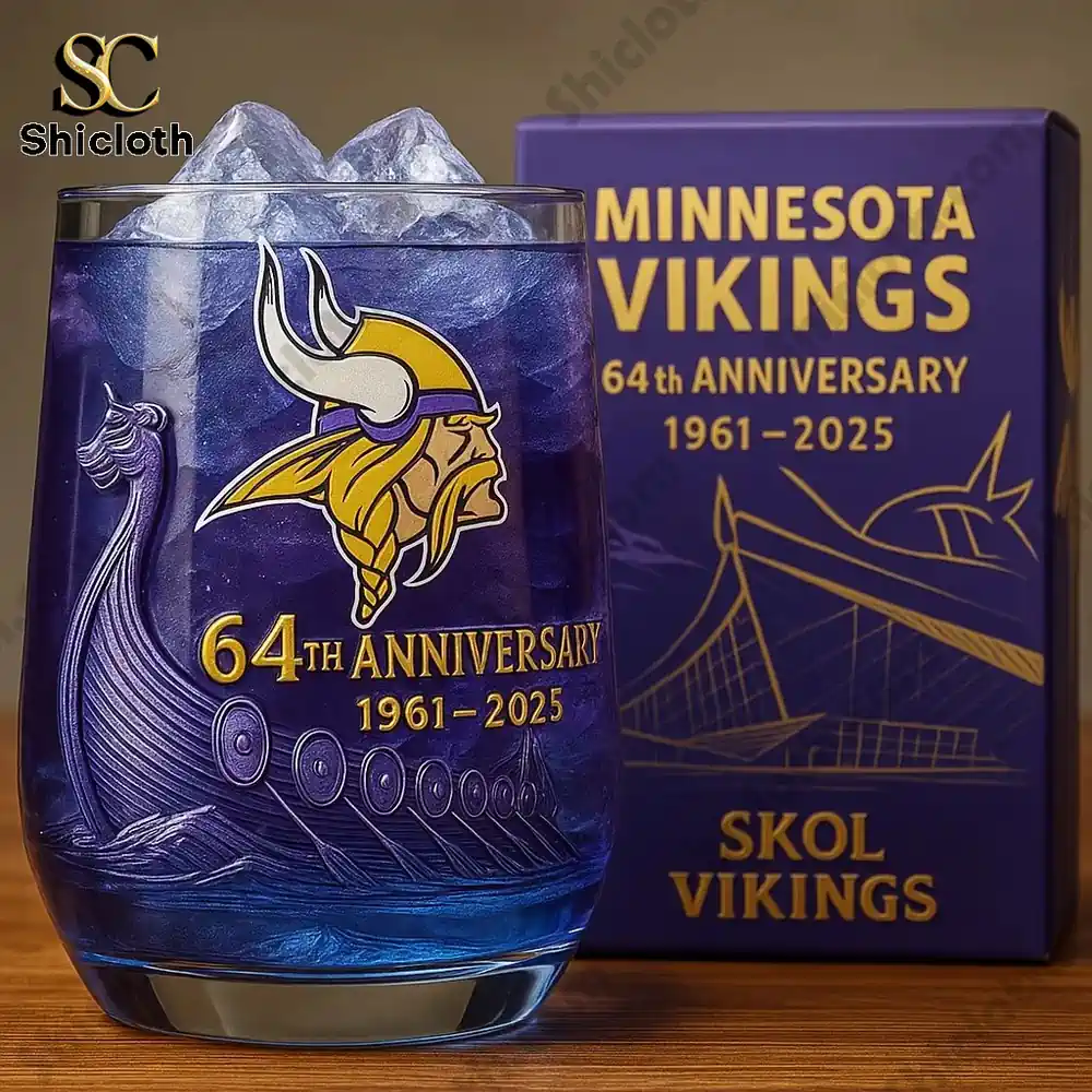 Minnesota Vikings 64th Anniversary Whiskey Glass