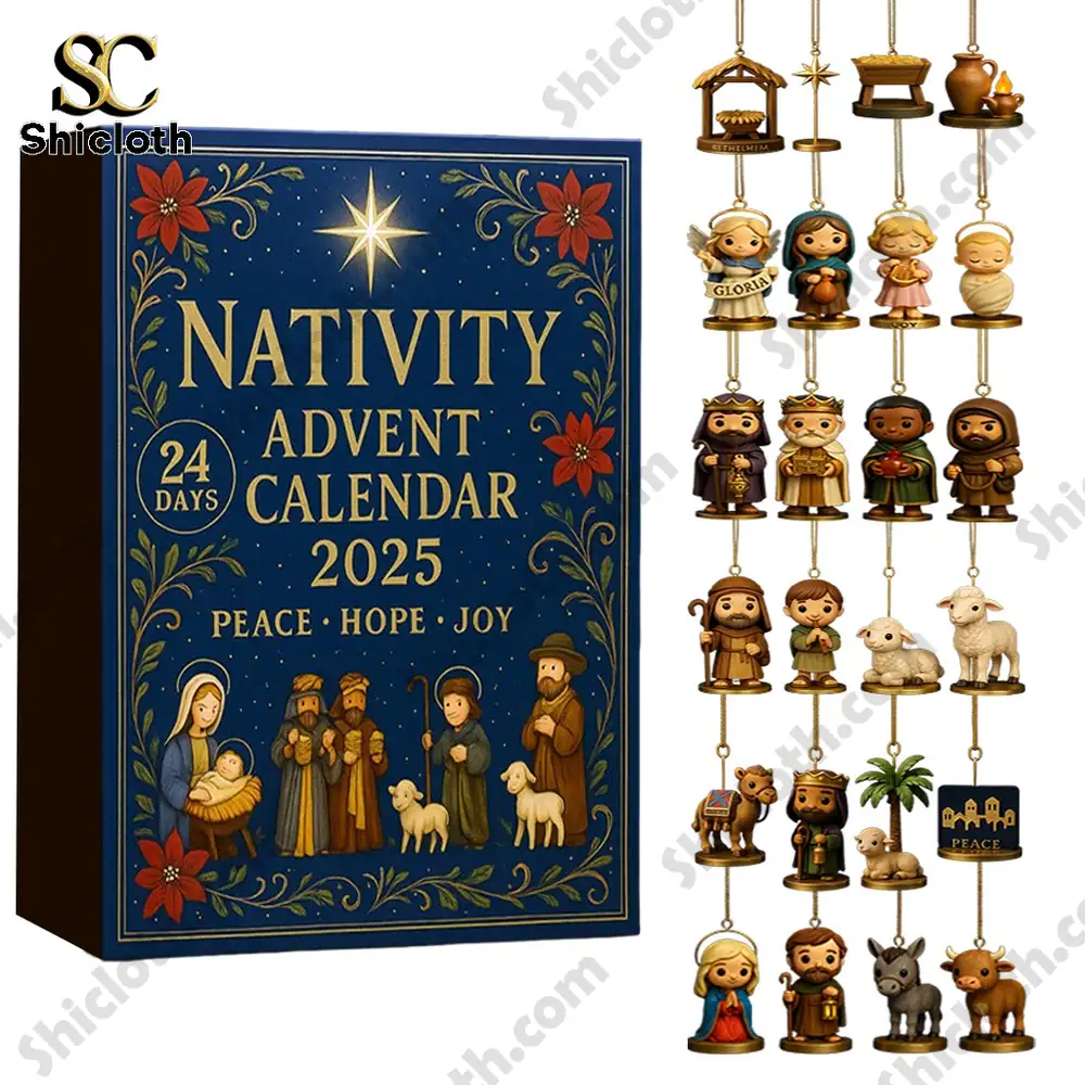 Nativity Advent Calendar 2025 with miniature nativity figurines included.