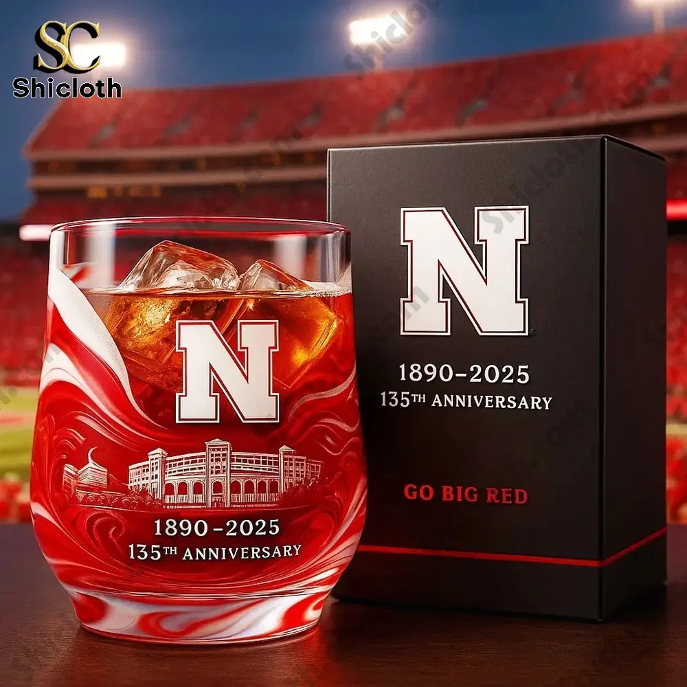 Nebraska Cornhuskers 135th Anniversary Whiskey Glass