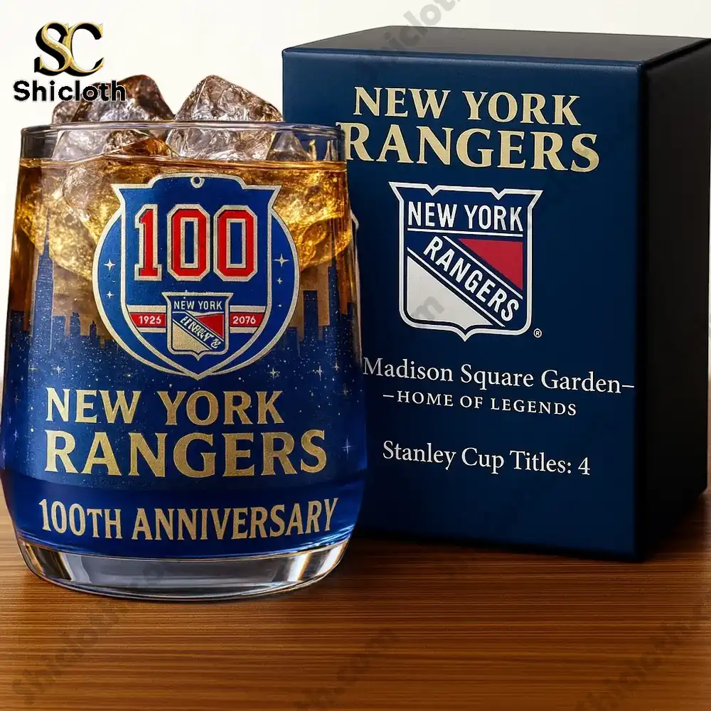 New York Rangers 100th Anniversary Whiskey Glass