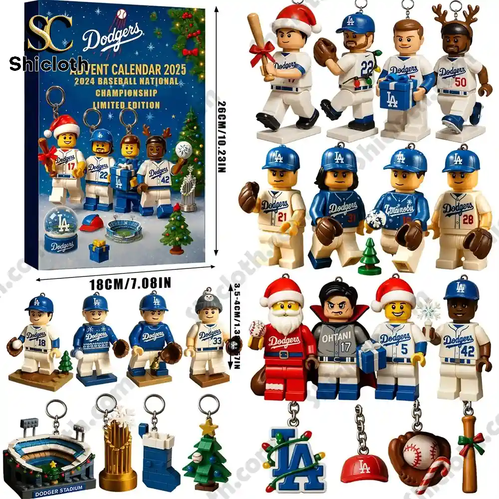 NY Islanders Advent Calendar with Lego-style hockey figures and Christmas theme.