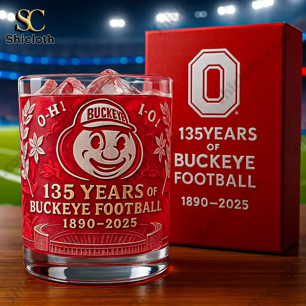 Ohio State Buckeyes 135th Anniversary Whiskey Glass