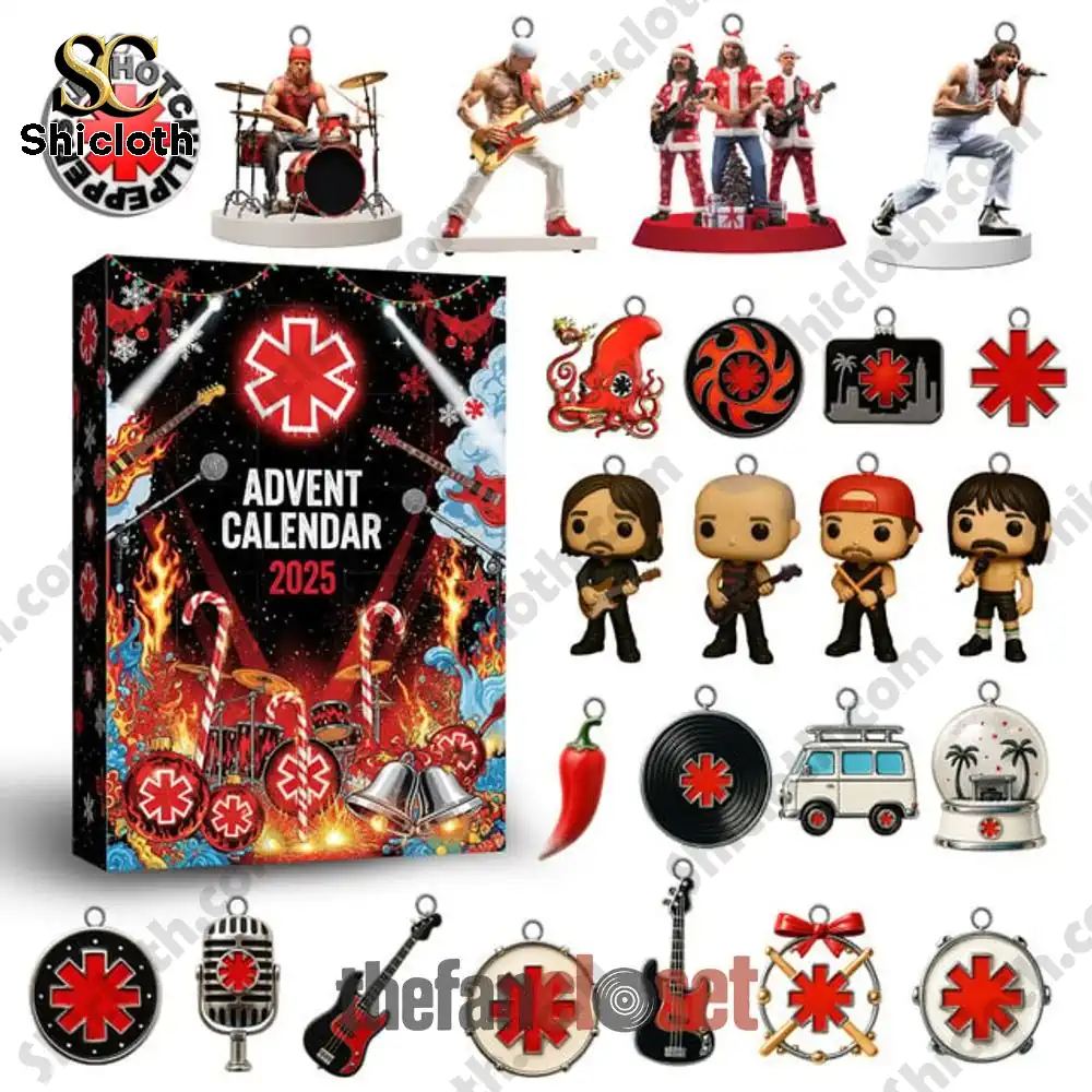 Red Hot Chili Peppers Advent Calendar 2025 with collectible ornaments and band figures.