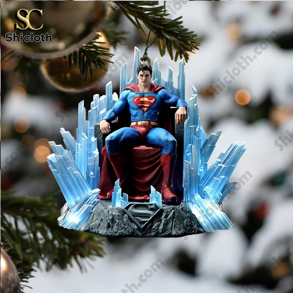 Superman DC Comics Premium Advent Calendar 2025 4 Superman Christmas ornament figure sitting on an icy throne from the 2025 advent calendar.