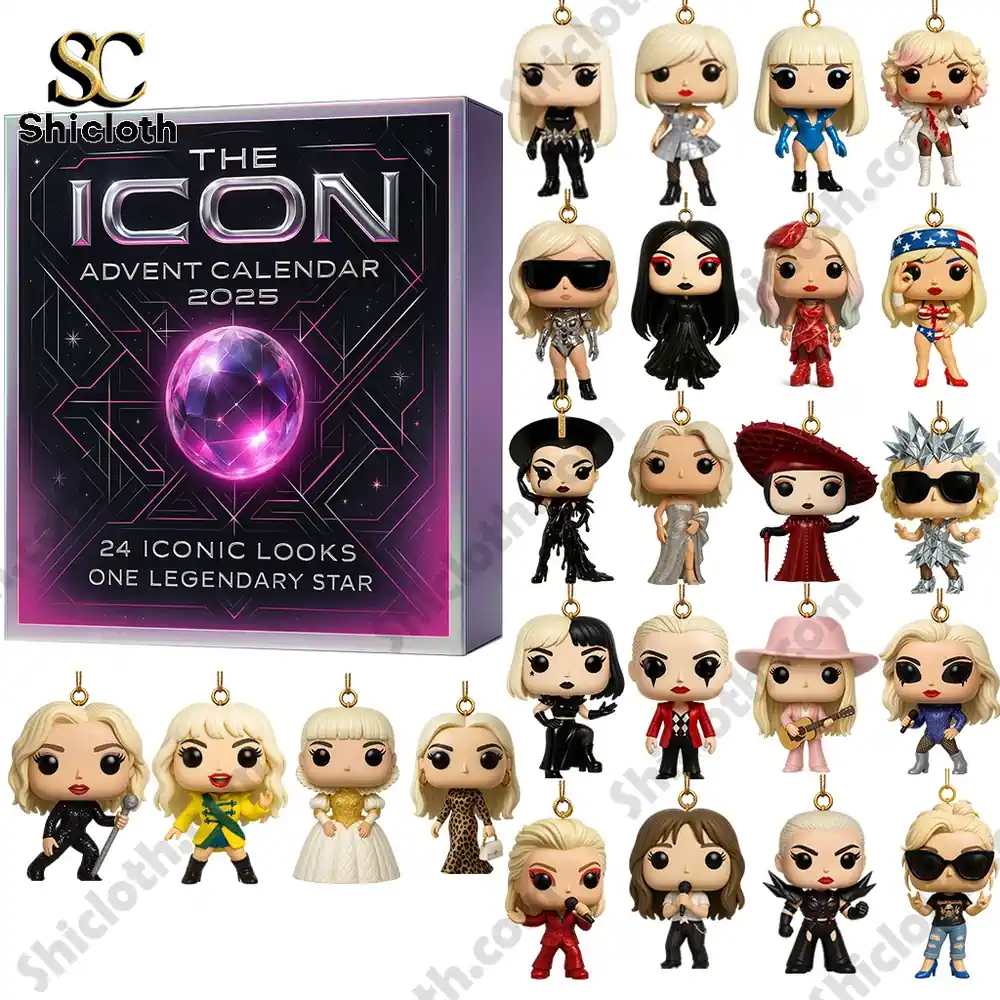 The Icon advent calendar 2025 box with collectible figurines in iconic outfits.