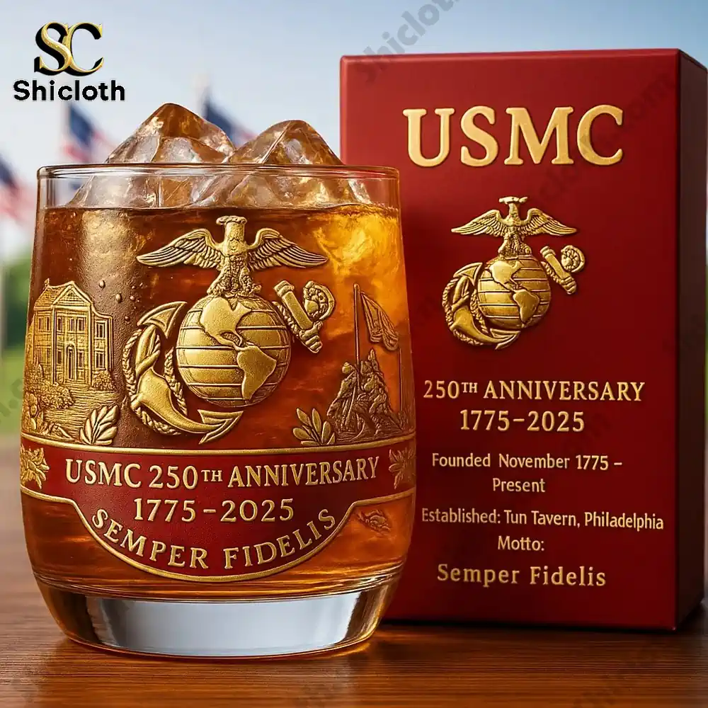USMC 250th Anniversary Whiskey Glass