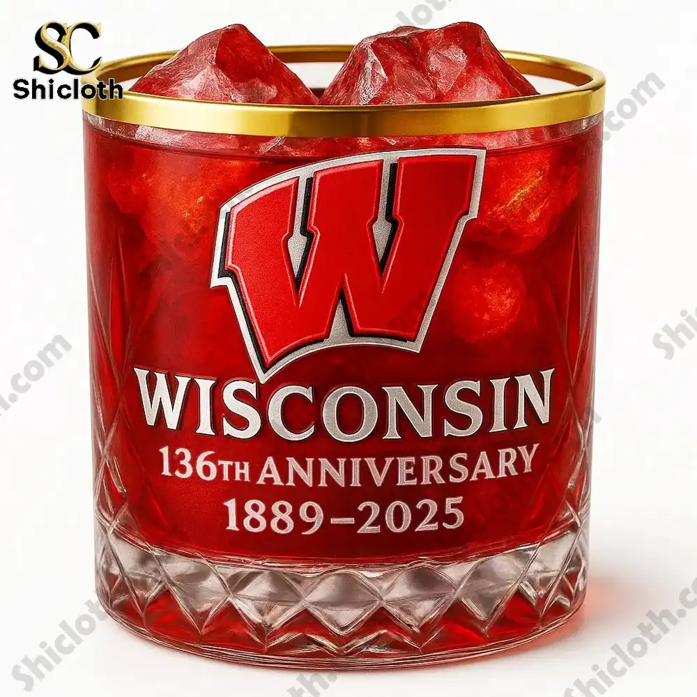 Wisconsin Badgers 136th Anniversary Whiskey Glass