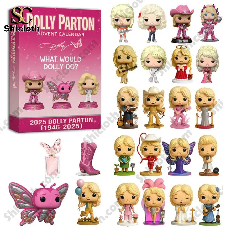 Dolly Parton 2025 Advent Calendar with miniature collectible figures and themed decorations.