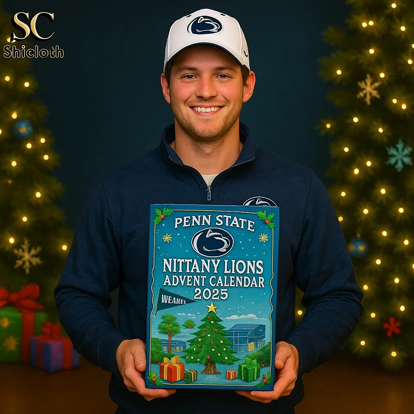 Man in Penn State cap holding Penn State Nittany Lions Advent Calendar 2025.