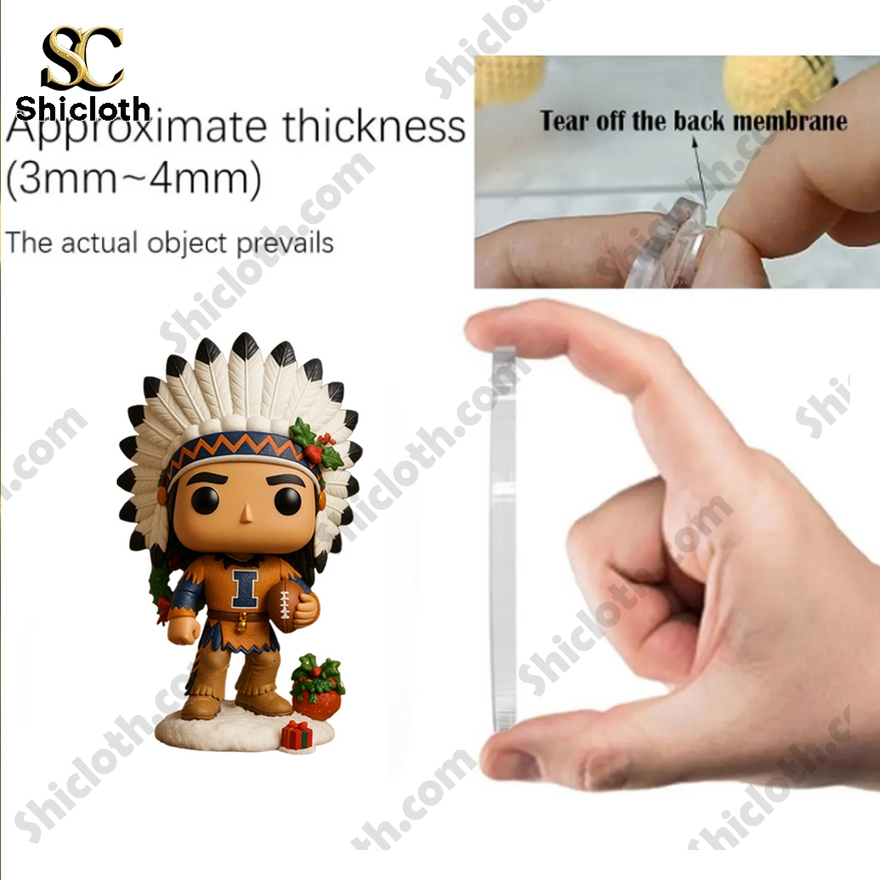 Illinois Fighting Illini 135th Anniversary 2025 Advent Calendar 4 Illinois Fighting Illini ornament from 2025 Advent Calendar shown with thickness detail.