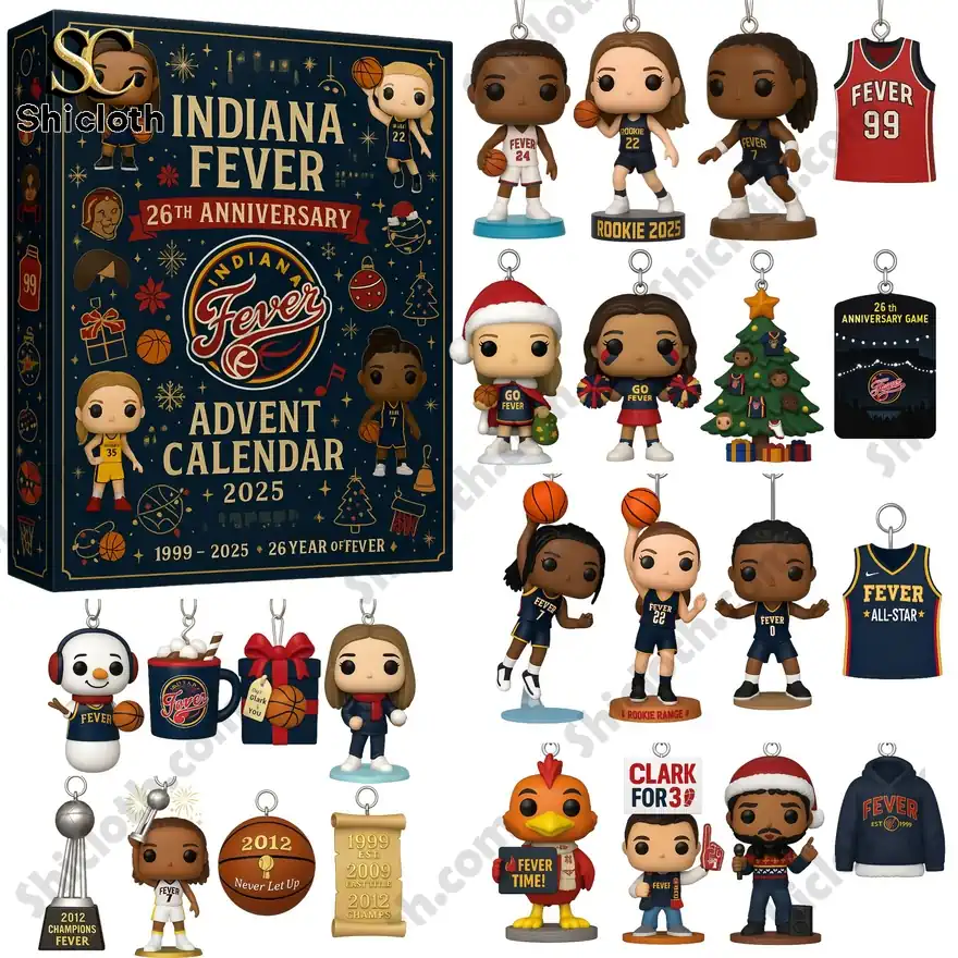Indiana Fever 26th Anniversary Advent Calendar with collectible figures and ornaments.