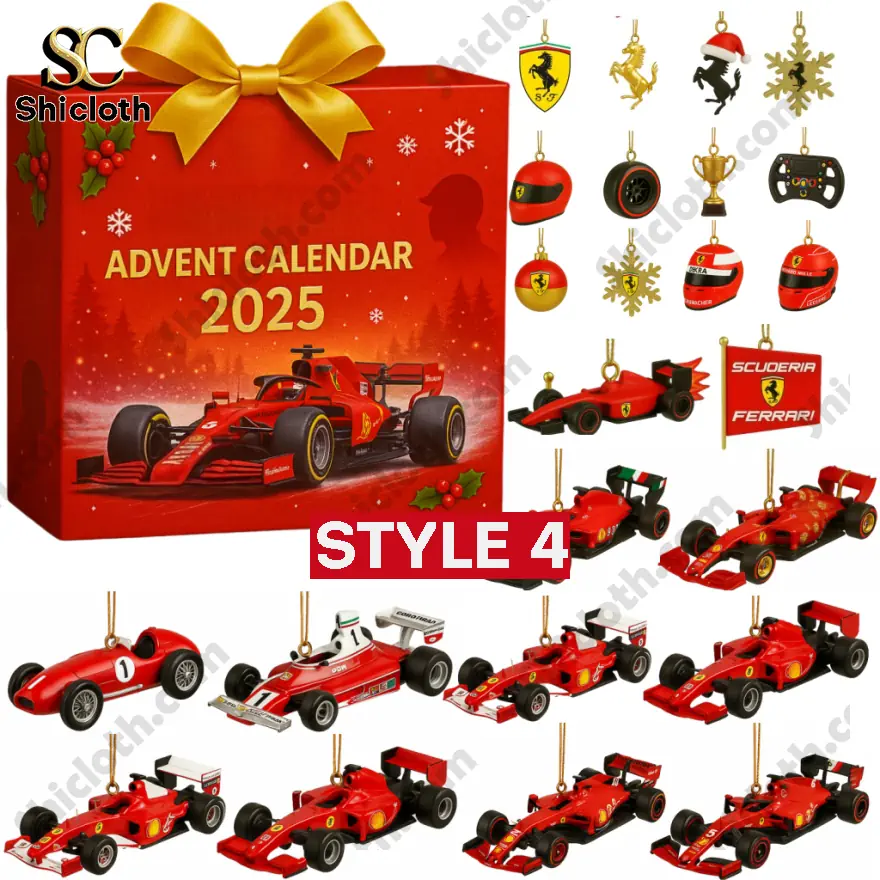 Limited Edition F1 Advent Calendar 2025 6 Mercedes F1 Racing Advent Calendar 2025 with Mercedes F1 car models, helmets, and team-related accessories.