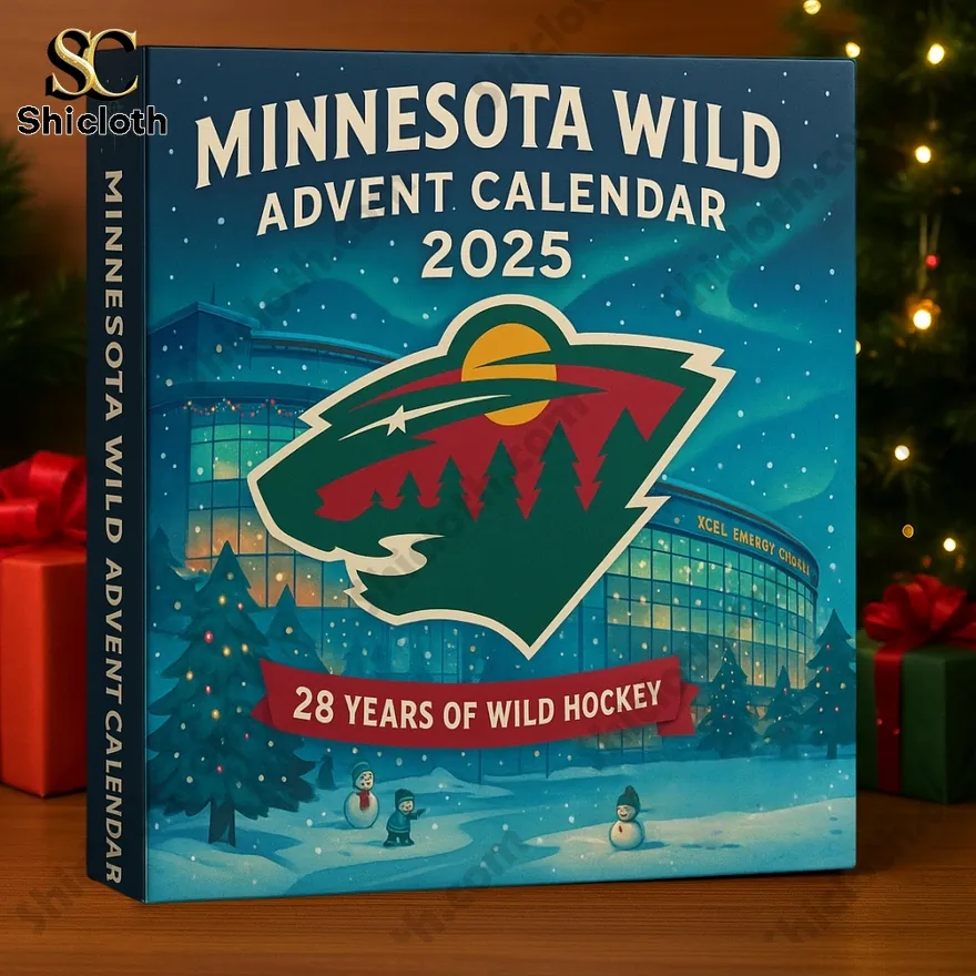 Alt text: Minnesota Wild 2025 Advent Calendar featuring the logo and Xcel Energy Center background.