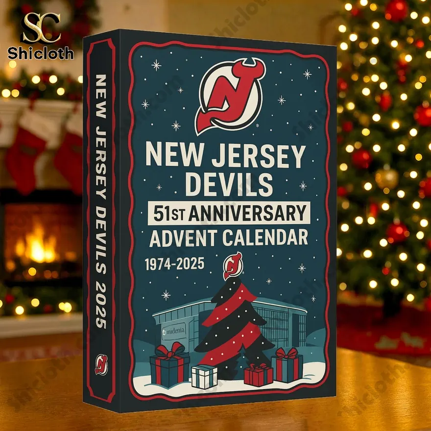 New Jersey Devils 51st Anniversary 2025 Advent Calendar box with holiday design.