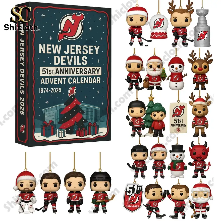New Jersey Devils Advent Calendar with collectible figures and ornaments.