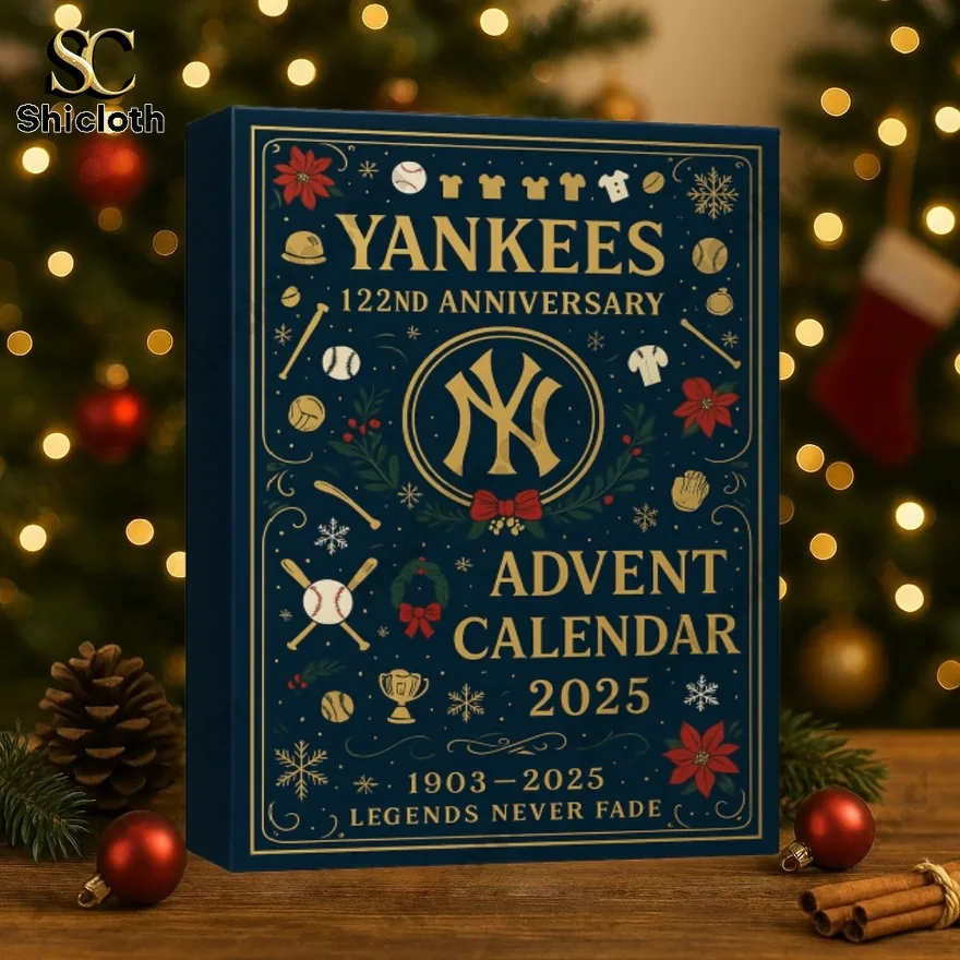 New York Yankees 2025 Advent Calendar celebrating 122nd anniversary with festive design.