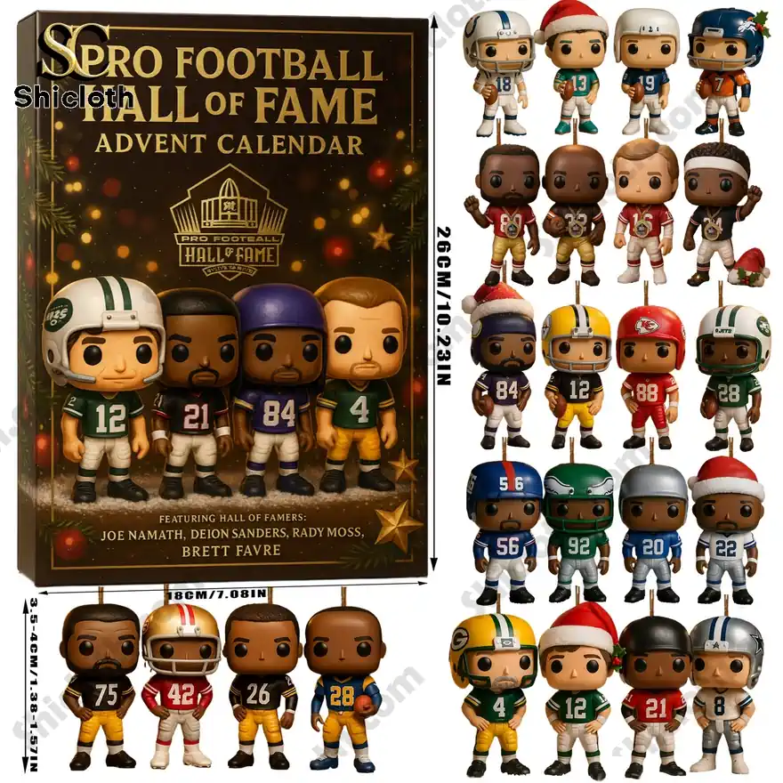Box of Pro Football Hall of Fame Advent Calendar 2025 with collectible figures.