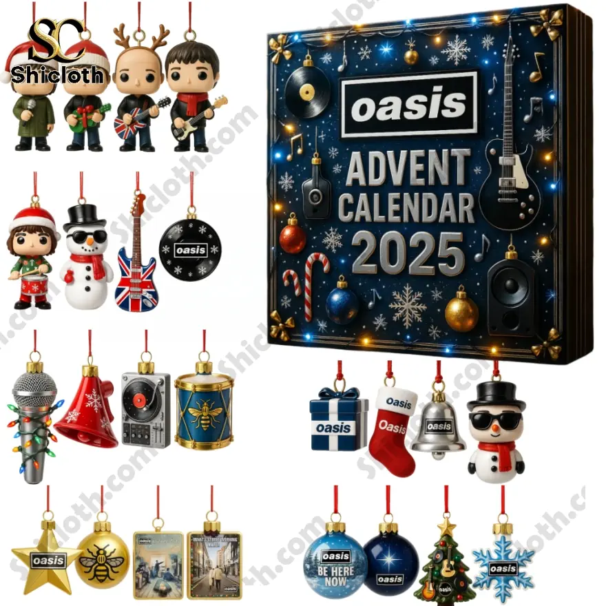 BEST Oasis Band Advent Calendar 2025 3 Oasis Advent Calendar 2025 with ornaments and miniature band themed figures.