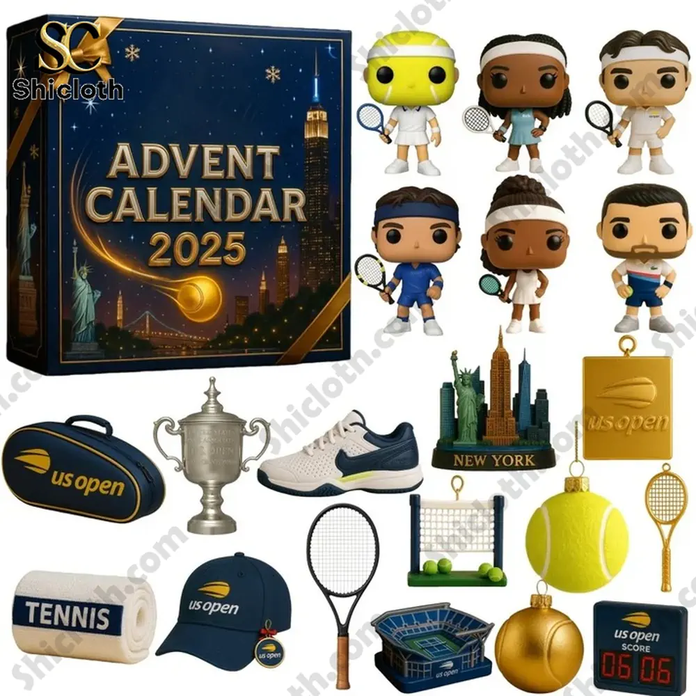 The 2025 US Open Tennis Advent Calendar set includes mini tennis figures and themed collectibles.