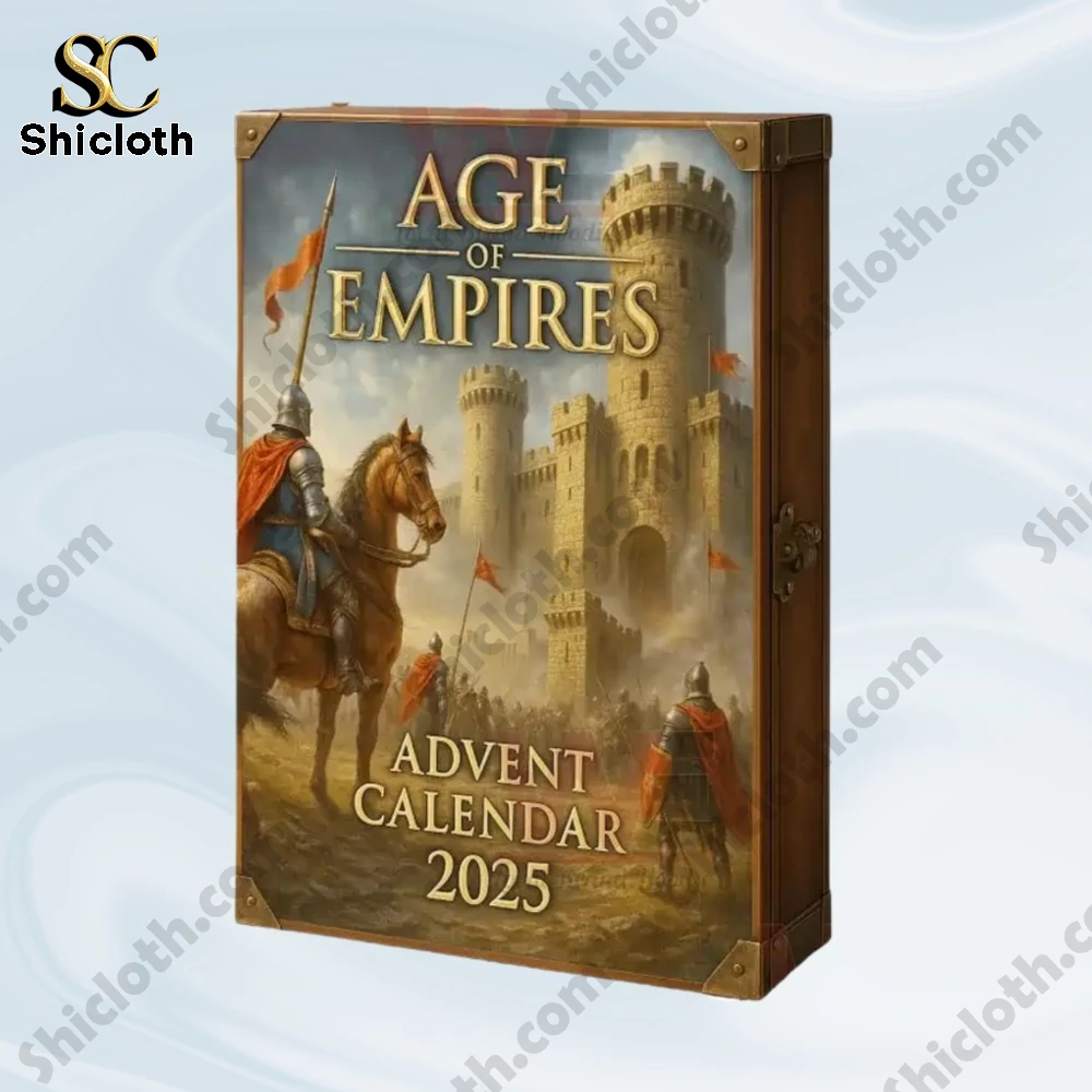 Age Of Empires 2025 Advent Calendar 3 Close-up of the Age Of Empires 2025 Advent Calendar box with castle artwork.