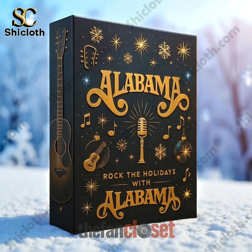 Alabama Rock The Holidays Advent Calendar 2025 4 Alabama Rock The Holidays advent calendar box displayed outdoors on snow background.