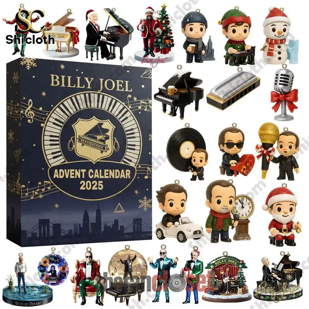 Billy Joel Christmas 2025 Advent Calendar 3 Billy Joel Advent Calendar 2025 with multiple collectible figurines displayed.