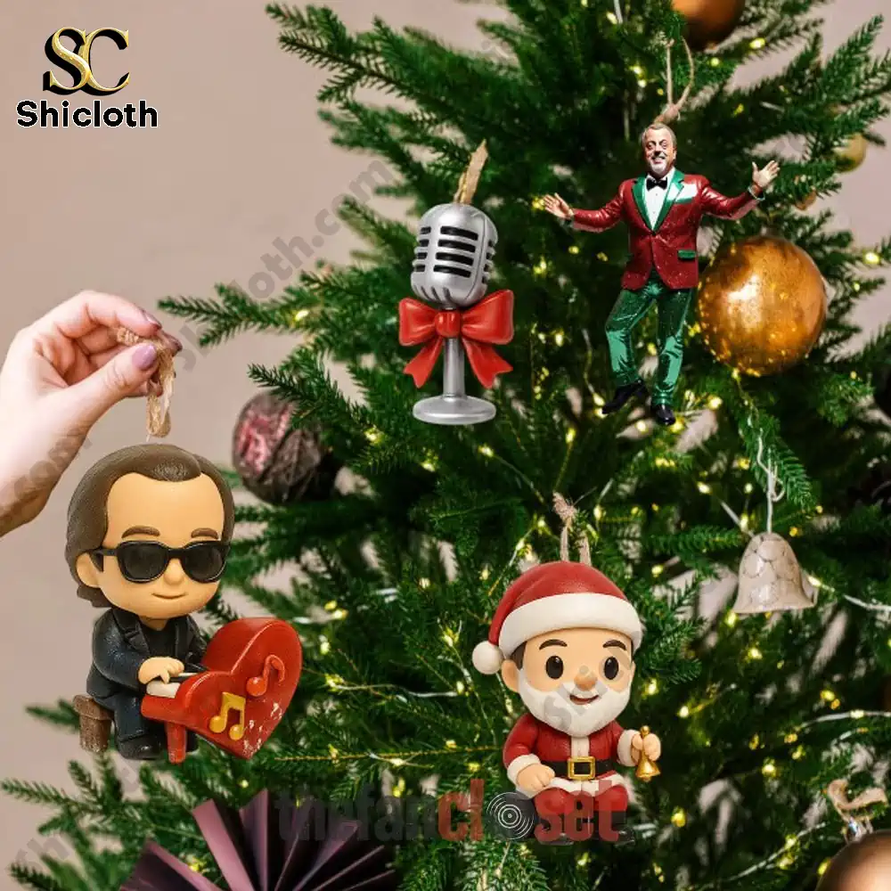 Billy Joel Christmas 2025 Advent Calendar 4 Christmas tree decorated with Billy Joel Advent Calendar 2025 ornaments.