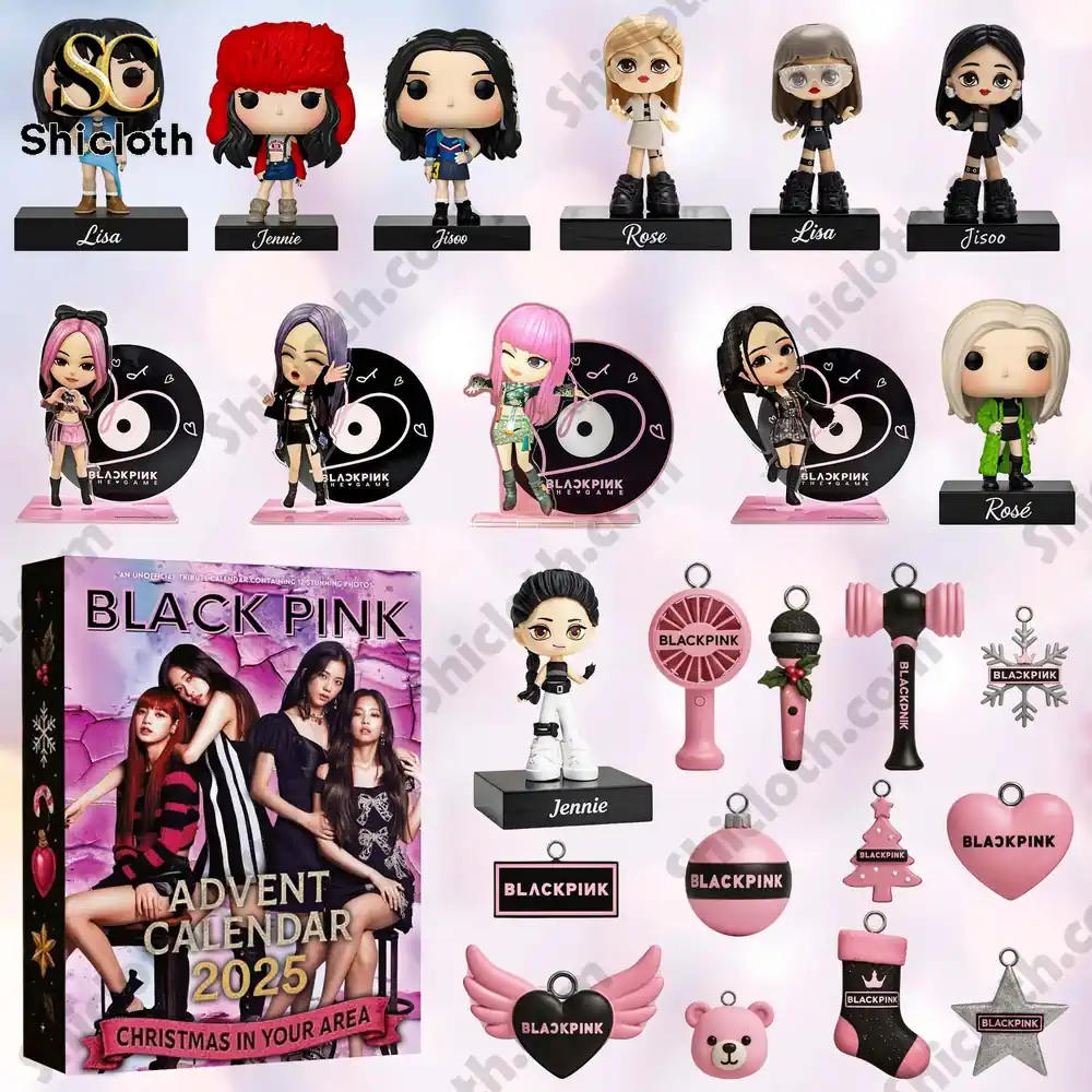 Blackpink Advent Calendar 2025 featuring collectible figures and themed accessories.