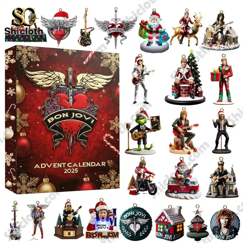 Bon Jovi Advent Calendar 2025 with collectible figures and themed ornaments.