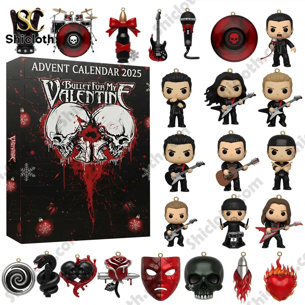 Bullet For My Valentine 2025 Advent Calendar with mini figures and ornaments.