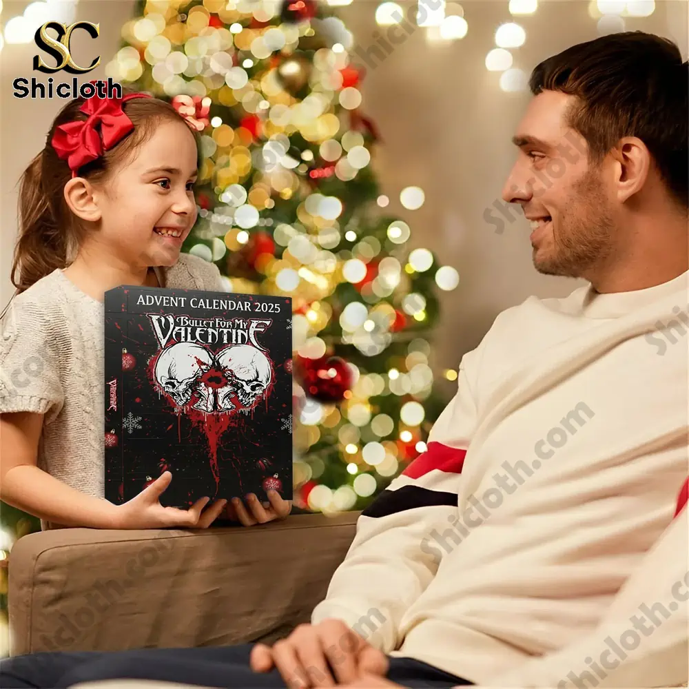 Bullet for My Valentine Advent Calendar 2025 4 Child holding Bullet For My Valentine 2025 Advent Calendar as a gift.