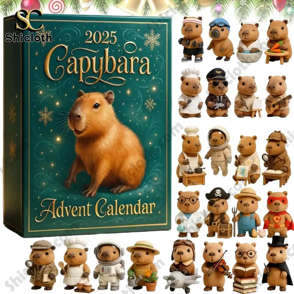 Capybara Premium Advent Calendar 2025 5 2025 Capybara Advent Calendar with full set of collectible capybara mini figures in various costumes next to the main box!