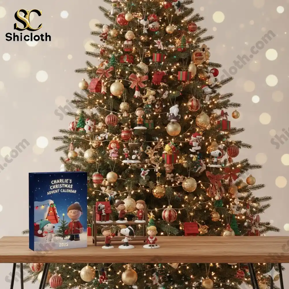 Charlies Christmas Advent Calendar 2025 1 Christmas tree with Charlies Christmas Advent Calendar 2025 box and figurines on a table!