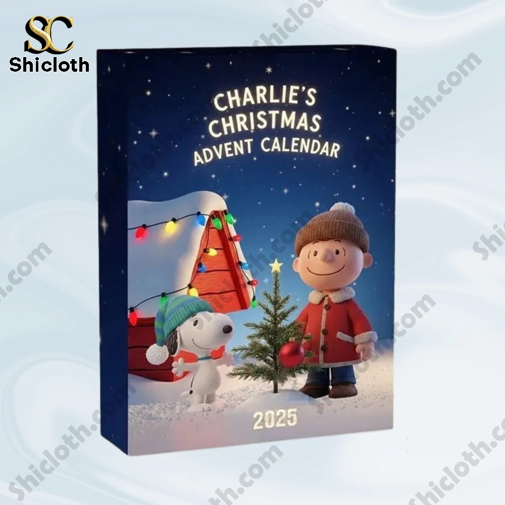 Charlies Christmas Advent Calendar 2025 2 Close up of Charlies Christmas Advent Calendar 2025 box featuring Snoopy and Charlie characters!
