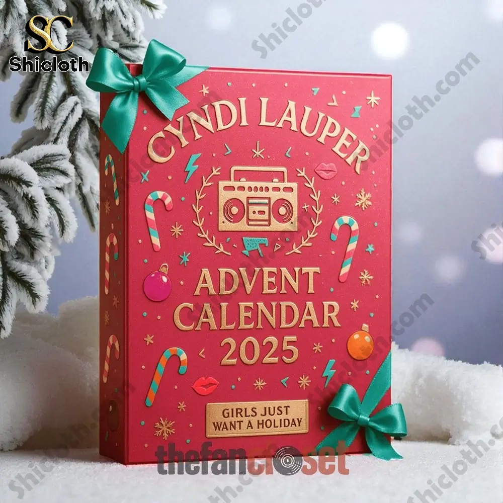 Close up of Cyndi Lauper Advent Calendar 2025 box.